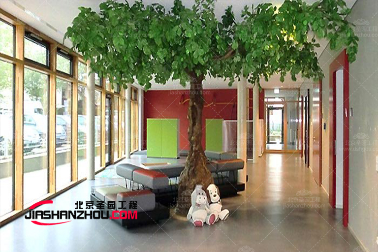 上海朝陽亞奧墅區(qū)樣板房室內仿真樹空間裝飾