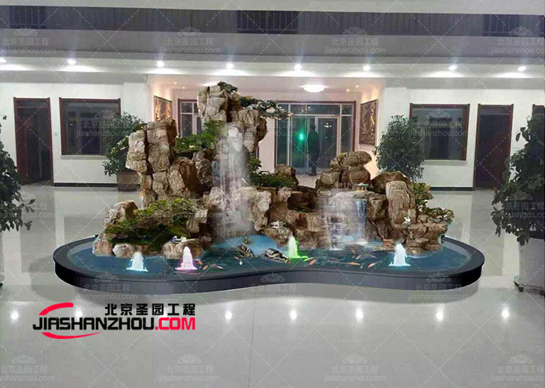 水泥塑石假山瀑布水景是室內(nèi)室外完美的造景方法