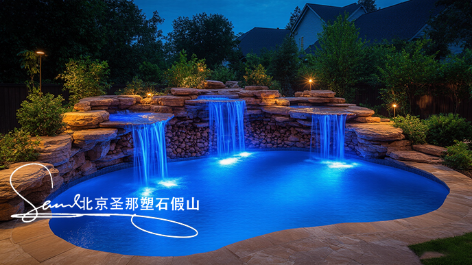 16x9_夜間的戶外景觀泳池_泳池以大量真實(shí)巖石或仿巖石材料打造出高低錯(cuò)落.png