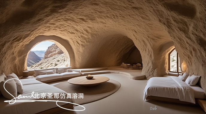 jimeng-2025-06-19-4829-這是一間極具特色的洞穴風(fēng)格臥室，融合自然與人文元素，營造出獨特氛圍：空間結(jié)構(gòu)與外....jpeg