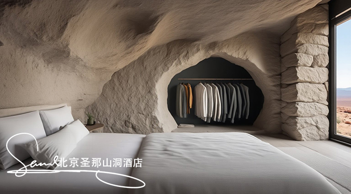 jimeng-2025-06-19-4844-這是一間獨具特色的洞穴風(fēng)格臥室，設(shè)計巧妙融合自然與現(xiàn)代元素：空間結(jié)構(gòu)房間由天然洞....jpeg