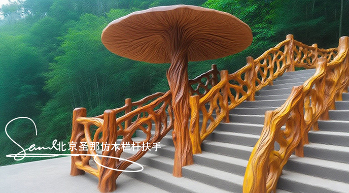 jimeng-2025-06-25-1421-正在施工制作的旅游區(qū)樓梯室外安全圍欄設(shè)計(jì)制作過(guò)程，美工正在施工制作，先用鋼筋焊接....jpeg
