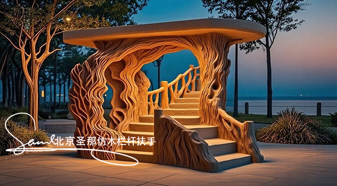 jimeng-2025-06-25-1379-正在施工制作的旅游區(qū)樓梯室外安全圍欄設(shè)計(jì)制作過程，美工正在施工制作，先用鋼筋焊接....jpeg